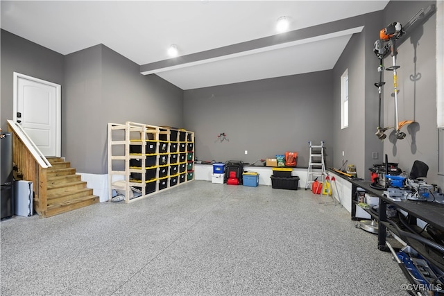 game room featuring speckled floor
