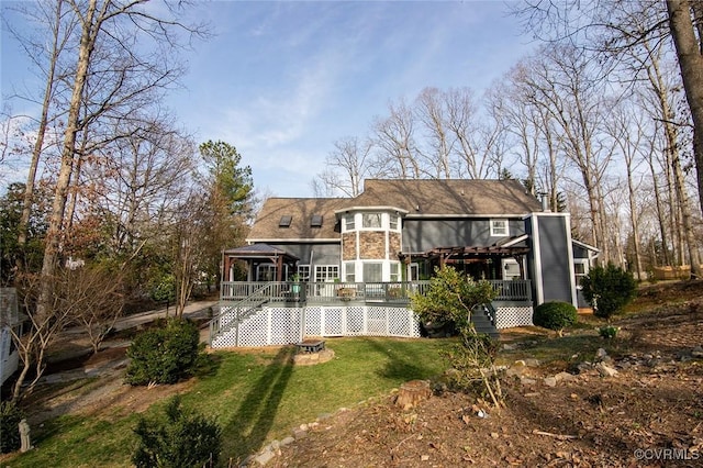 2810 Winterfield Rd, Midlothian, VA 23113 - rear view of property featuring stairway, a wooden deck, a gazebo, and a lawn