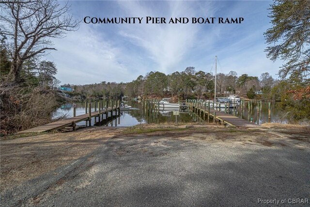 59 Hickory Rd, Mollusk, VA 22503 - dock area with a water view and a boat ramp