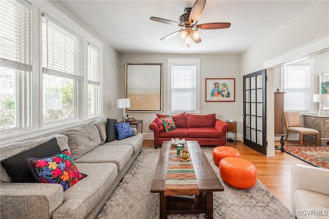 115 Overbrook Rd, Richmond, VA 23222 - living area featuring a healthy amount of sunlight, light wood finished floors, and ceiling fan
