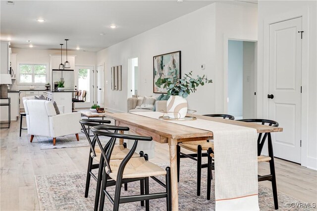 8031 Lake Shore Dr, North Chesterfield, VA 23235 - dining room featuring light wood-style floors and recessed lighting