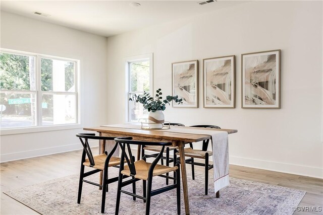 8031 Lake Shore Dr, North Chesterfield, VA 23235 - dining room featuring baseboards, light wood-style flooring, and a healthy amount of sunlight