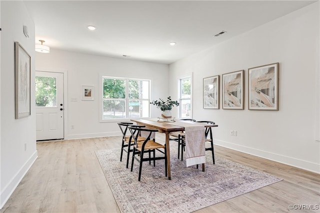 8031 Lake Shore Dr, North Chesterfield, VA 23235 - dining space with baseboards, light wood finished floors, and plenty of natural light
