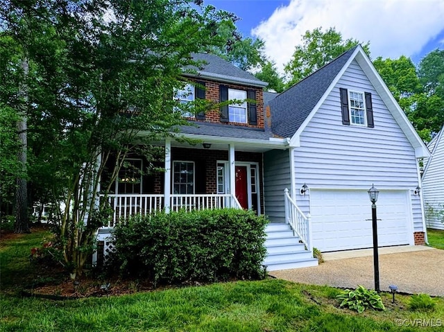 14312 Ashdale Way, Chesterfield, VA 23832 - view of front facade with covered porch, concrete driveway, a shingled roof, and a garage