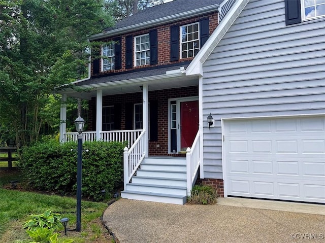 14312 Ashdale Way, Chesterfield, VA 23832 - view of front of property featuring a porch, a garage, and brick siding