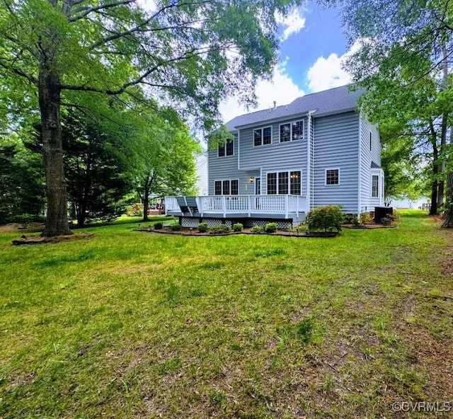 14312 Ashdale Way, Chesterfield, VA 23832 - rear view of property featuring a deck, a lawn, and cooling unit