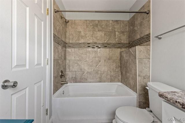 full bath featuring vanity, toilet, and shower / tub combination