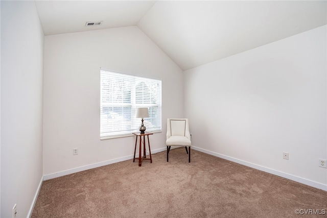 2404 Wanstead Ct, Henrico, VA 23238 - living area featuring carpet floors, vaulted ceiling, and baseboards