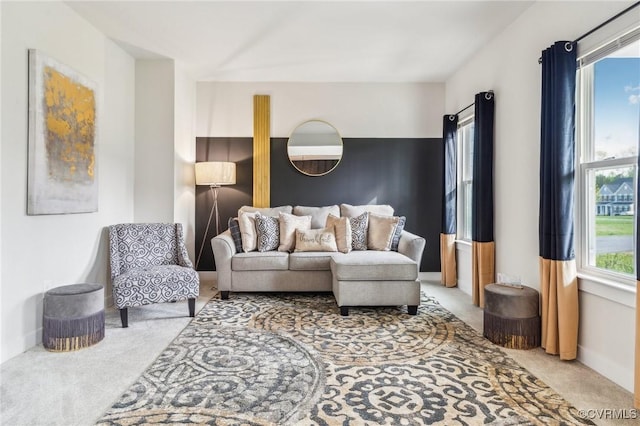 living room with carpet