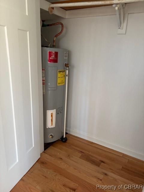 utility room featuring water heater