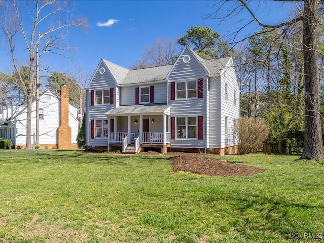10107 Heritage Ln, Glen Allen, VA 23060 - view of front of home with covered porch, a front lawn, and roof with shingles