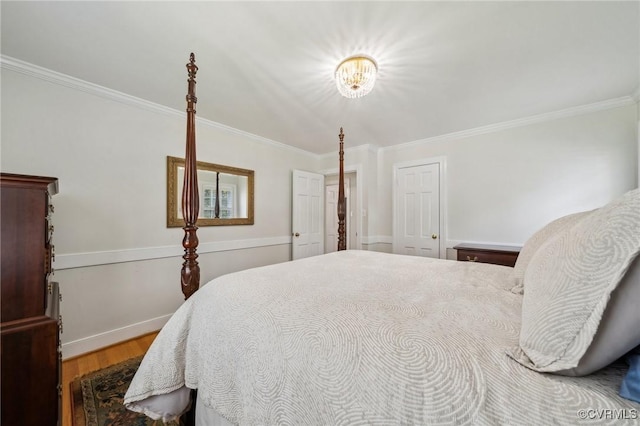 8203 Overbury Rd, Richmond, VA 23227 - bedroom featuring baseboards, wood finished floors, and ornamental molding