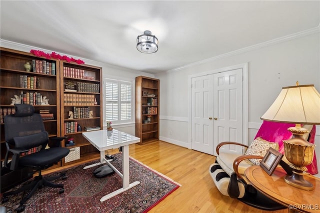 8203 Overbury Rd, Richmond, VA 23227 - home office featuring crown molding and wood finished floors