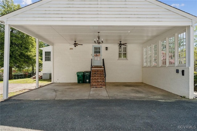 8203 Overbury Rd, Richmond, VA 23227 - view of patio / terrace featuring a carport, ceiling fan, and entry steps