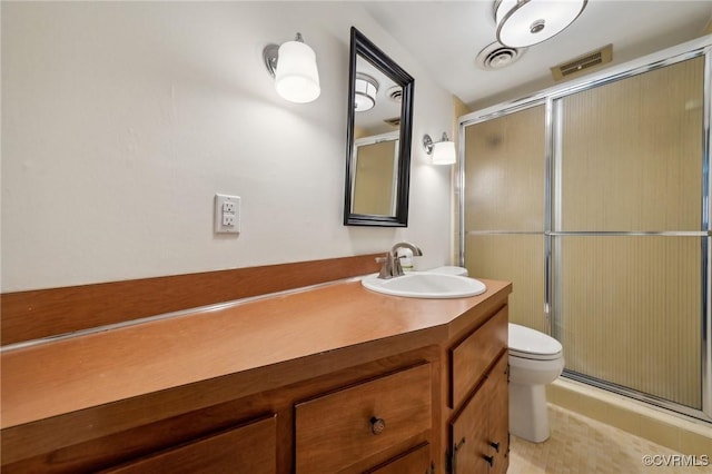 8203 Overbury Rd, Richmond, VA 23227 - bathroom featuring a shower stall, visible vents, and toilet