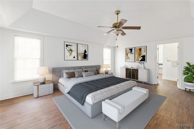 14007 Spring Rd, Montpelier, VA 23192 - bedroom with baseboards, wood finished floors, and a ceiling fan
