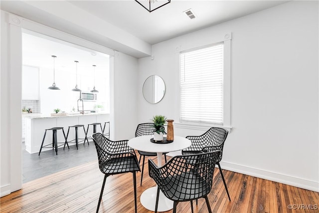 2205 Fairmount Ave, Richmond, VA 23223 - dining space with visible vents, baseboards, and wood-type flooring