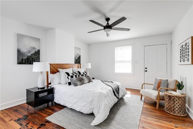 2205 Fairmount Ave, Richmond, VA 23223 - bedroom featuring wood-type flooring, a ceiling fan, and baseboards