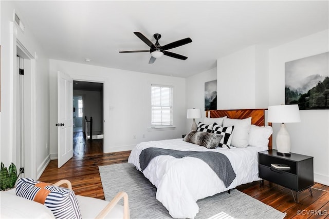 2205 Fairmount Ave, Richmond, VA 23223 - bedroom with visible vents, ceiling fan, baseboards, and wood finished floors