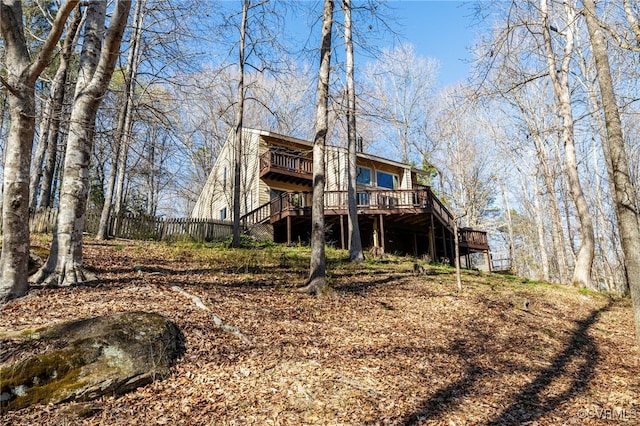 14304 Horseshoe Ford Rd, Ashland, VA 23005 - rear view of property featuring fence and a wooden deck