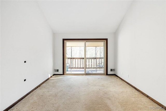 14304 Horseshoe Ford Rd, Ashland, VA 23005 - empty room with baseboards, visible vents, carpet, and vaulted ceiling