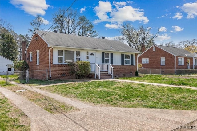 111 N Battery St, Highland Springs, VA 23075 - view of front of house with brick siding, crawl space, and a gate