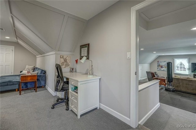 153 Thomas, Williamsburg, VA 23185 - carpeted office space with recessed lighting, baseboards, and lofted ceiling