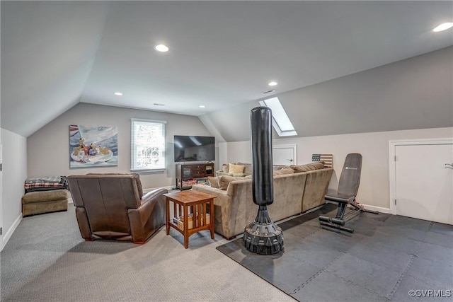 153 Thomas, Williamsburg, VA 23185 - living area with recessed lighting, baseboards, vaulted ceiling, and visible vents