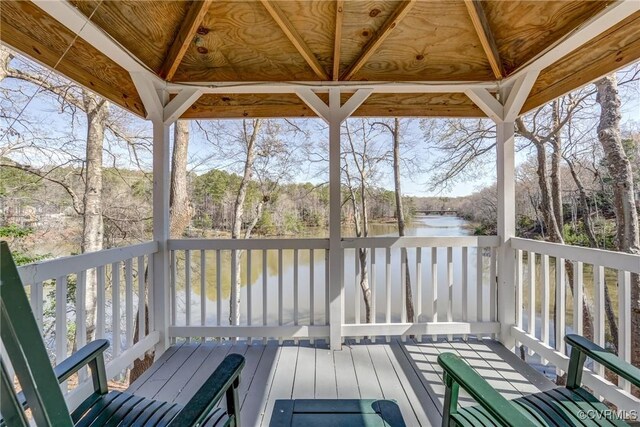 153 Thomas, Williamsburg, VA 23185 - wooden deck featuring a water view and a gazebo