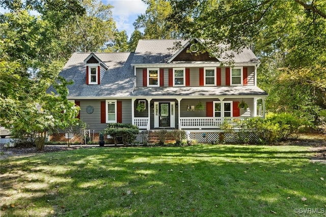 6920 Apamatica Ln, Chesterfield, VA 23838 - view of front of property with covered porch and a front lawn