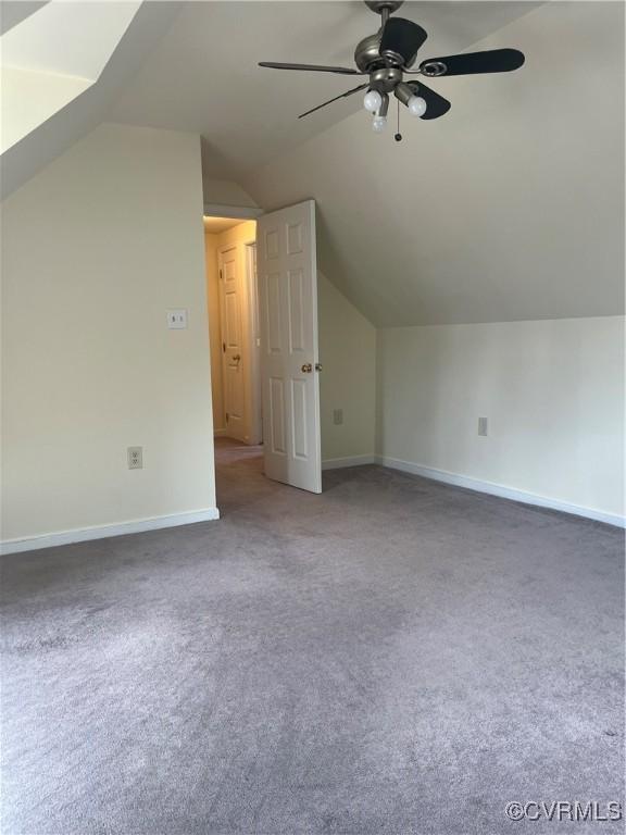 309 Royal Oak Ave, Colonial Heights, VA 23834 - bonus room featuring a ceiling fan, carpet, and lofted ceiling