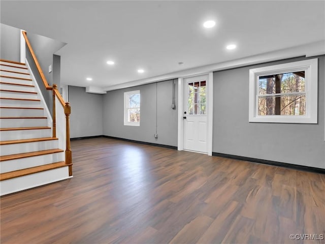 3519 Murchies Hill Rd, Chesterfield, VA 23234 - basement featuring recessed lighting, baseboards, stairway, and wood finished floors