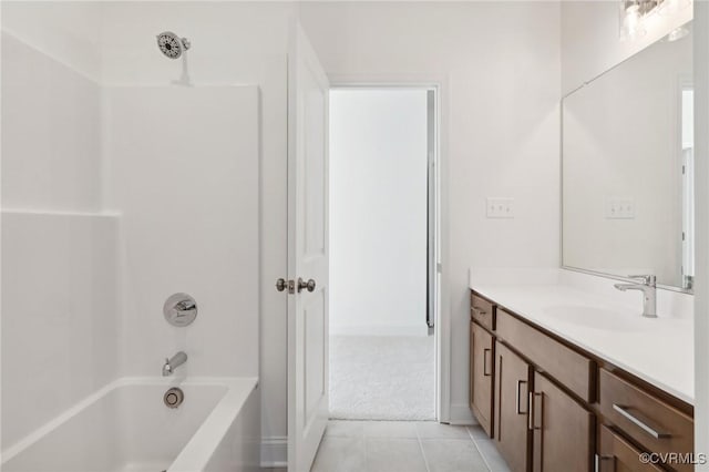 124 Steyland St, Ashland, VA 23005 - full bathroom with vanity, tile patterned flooring, bathtub / shower combination, and baseboards