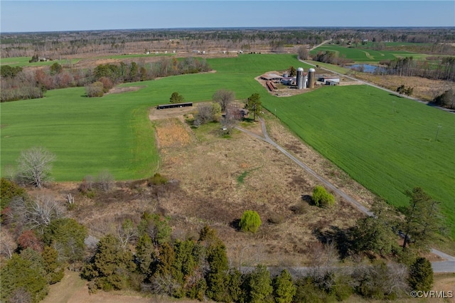 drone / aerial view with a rural view