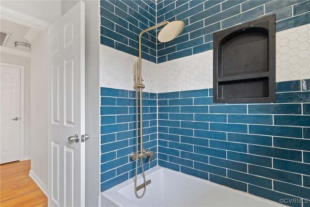 201 Winston Ave, Colonial Heights, VA 23834 - full bath with bathing tub / shower combination and wood finished floors