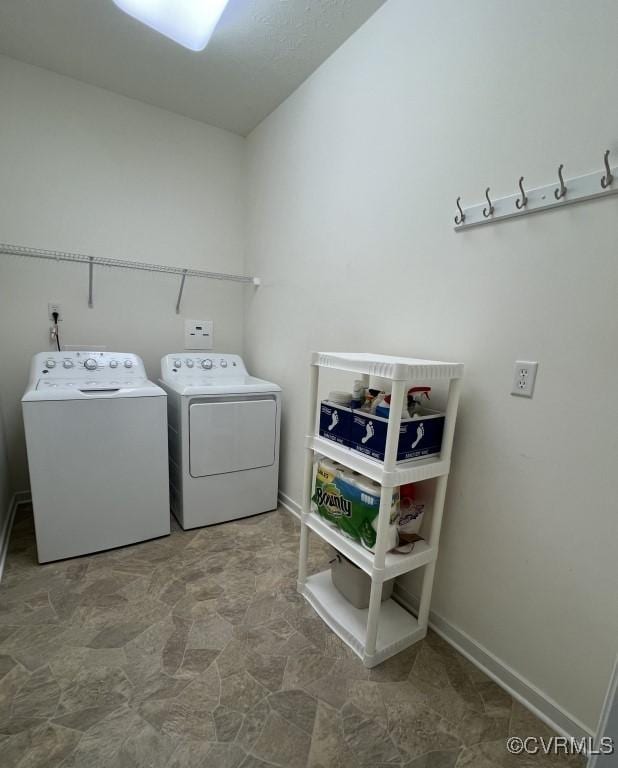2566 Wanstead Ct, Richmond, VA 23238 - clothes washing area with laundry area, baseboards, and washing machine and clothes dryer