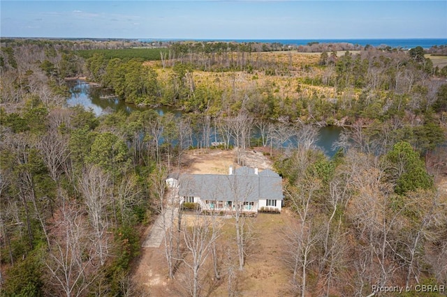 65 Potomac Way Ln, Heathsville, VA 22473 - view of subject property with a nearby body of water and a heavily wooded area