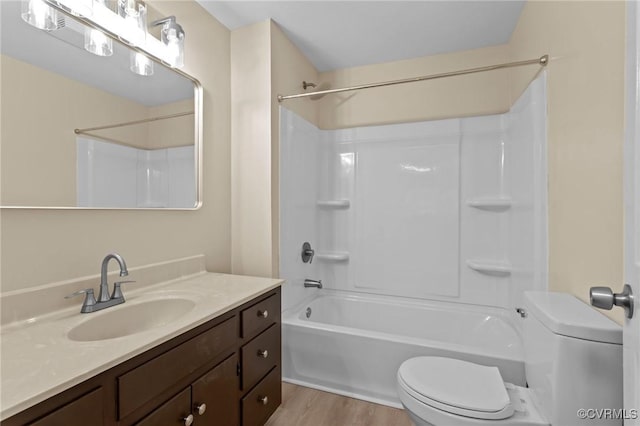 1413 First Rock Rd, Prospect, VA 23960 - full bath featuring vanity, wood finished floors, bathing tub / shower combination, and toilet