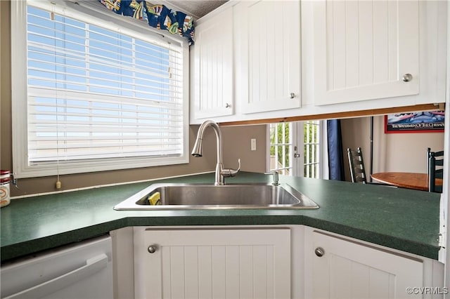 374 James River Overview, Spring Grove, VA 23881 - kitchen with dishwasher, a sink, dark countertops, and white cabinets