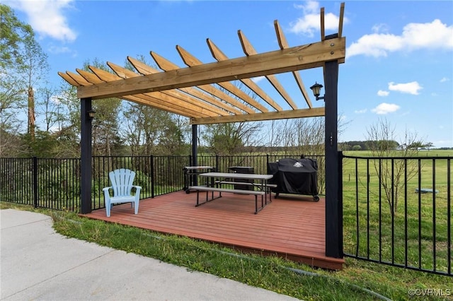 10011 Loblolly Ter, Amelia, VA 23002 - wooden terrace featuring a grill and a pergola