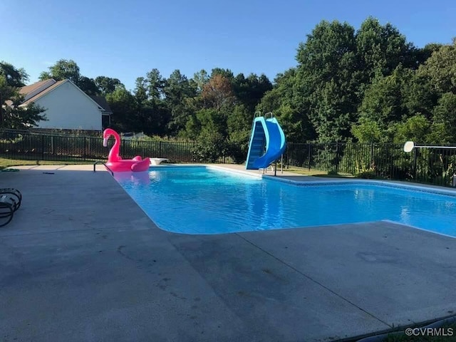 10011 Loblolly Ter, Amelia, VA 23002 - view of pool featuring a water slide, fence, and a patio