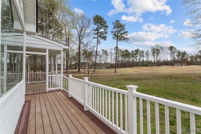 11421 Regal Ter, Providence Forge, VA 23140 - wooden deck featuring a yard and a sunroom