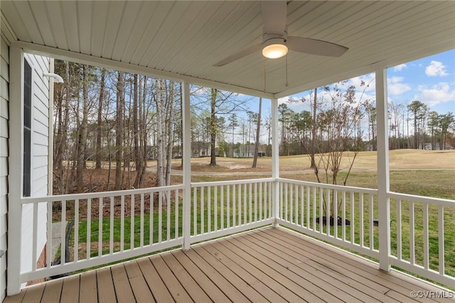11421 Regal Ter, Providence Forge, VA 23140 - unfurnished sunroom with ceiling fan, view of scattered trees, and plenty of natural light