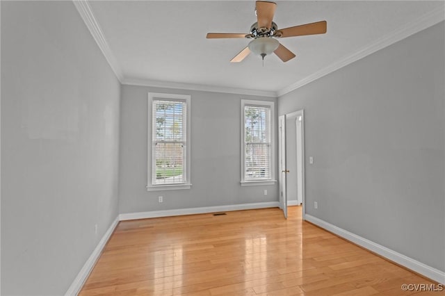 11421 Regal Ter, Providence Forge, VA 23140 - spare room featuring ceiling fan, light wood-style floors, baseboards, and ornamental molding