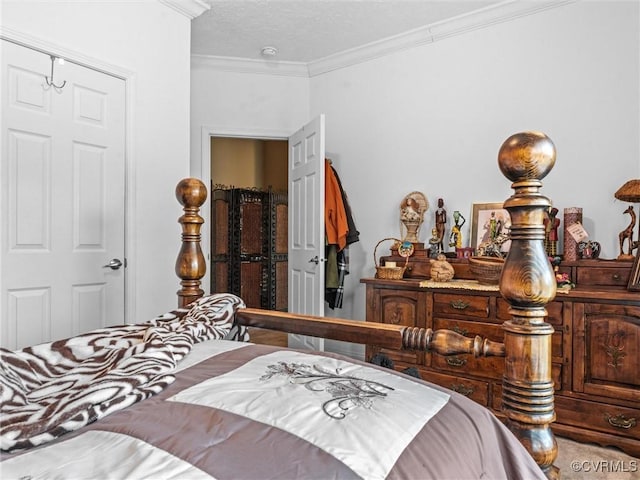 bedroom with ornamental molding