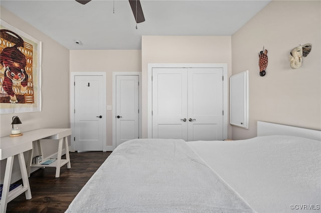 13201 Brooke Ridge Ln, Spotsylvania, VA 22551 - bedroom with dark wood-style flooring and ceiling fan