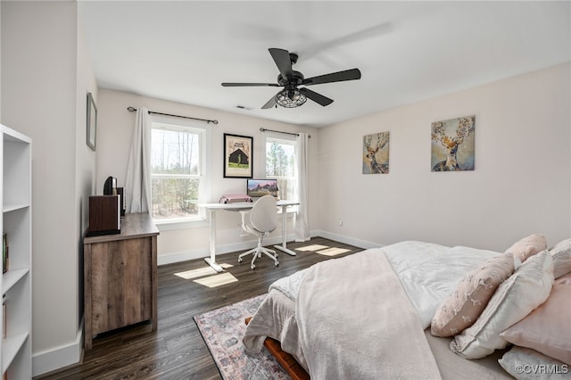 13201 Brooke Ridge Ln, Spotsylvania, VA 22551 - bedroom with dark wood finished floors and ceiling fan