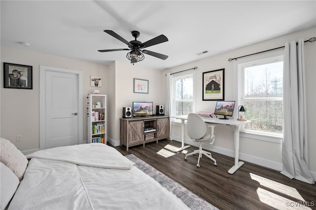 13201 Brooke Ridge Ln, Spotsylvania, VA 22551 - bedroom with dark wood-style floors and a ceiling fan