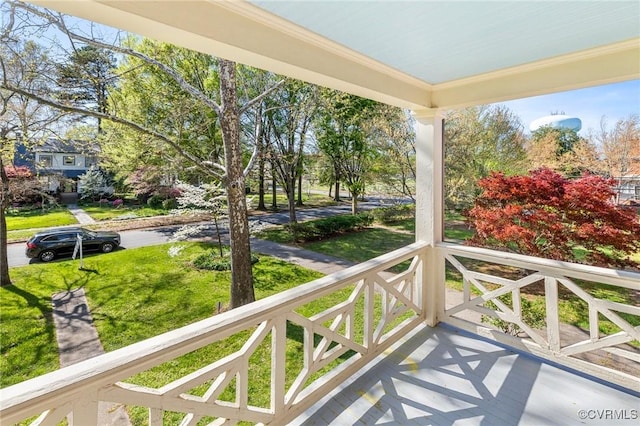 balcony featuring a porch