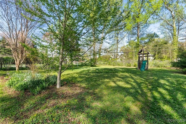 view of yard featuring a playground